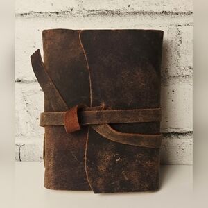 Handmade Leather Journal 5x7 Distressed Brown Wrap Tie Blank Page Notebook